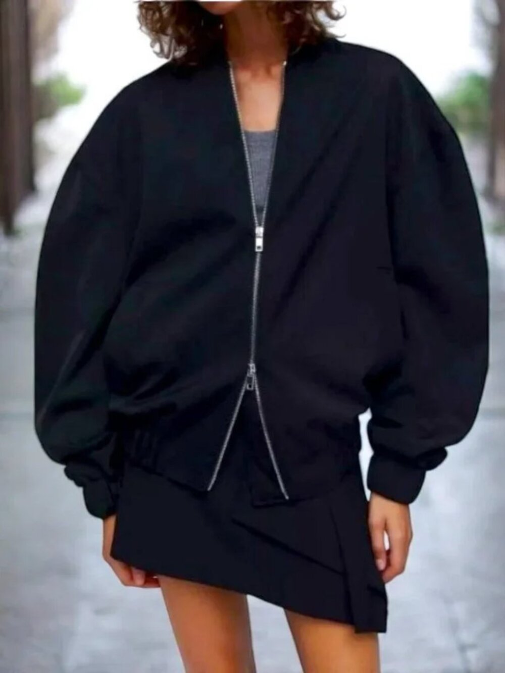 Zara Interlock Style Oversized Cotton Blend Light Bomber Jacket Small NWT